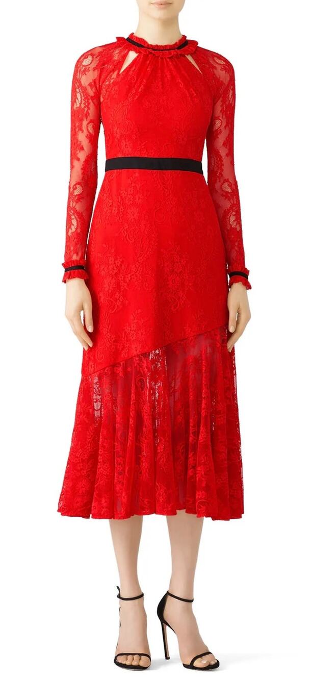 Three Floor Red Lace Split Tease Dress 10